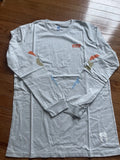 Vast Life Graphic Long Sleeve Spell Out NWT Size Large Gray Orange Blue Unisex
