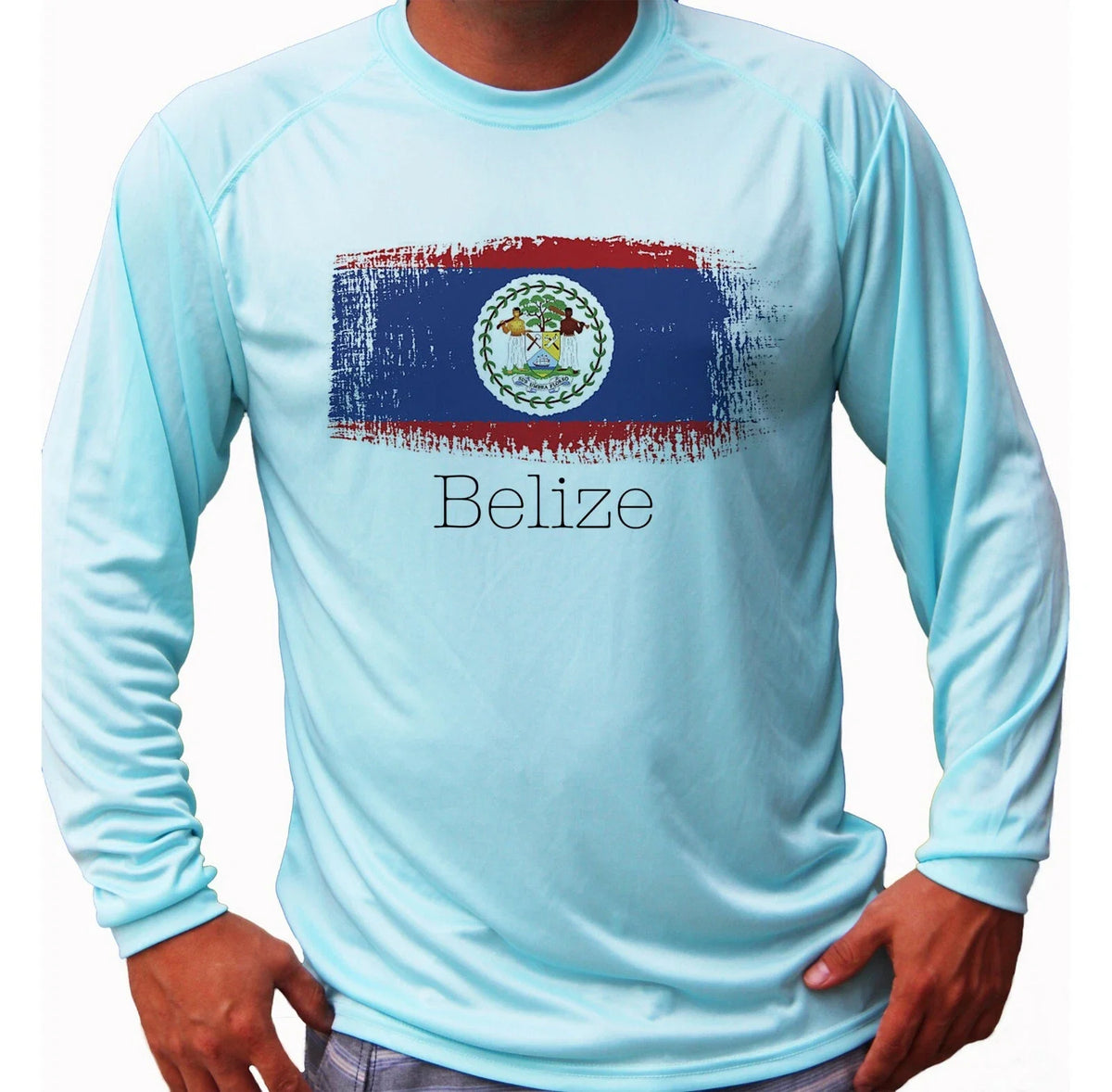 Belize Flag Beach Fishing Boat Sport Long Sleeve UPF 30 UV Protection Unisex