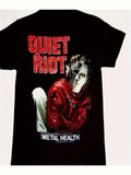 Men's "Quiet Riot" Retro Rock Character Graphic , Casual Short Sleeve Cre Unisex