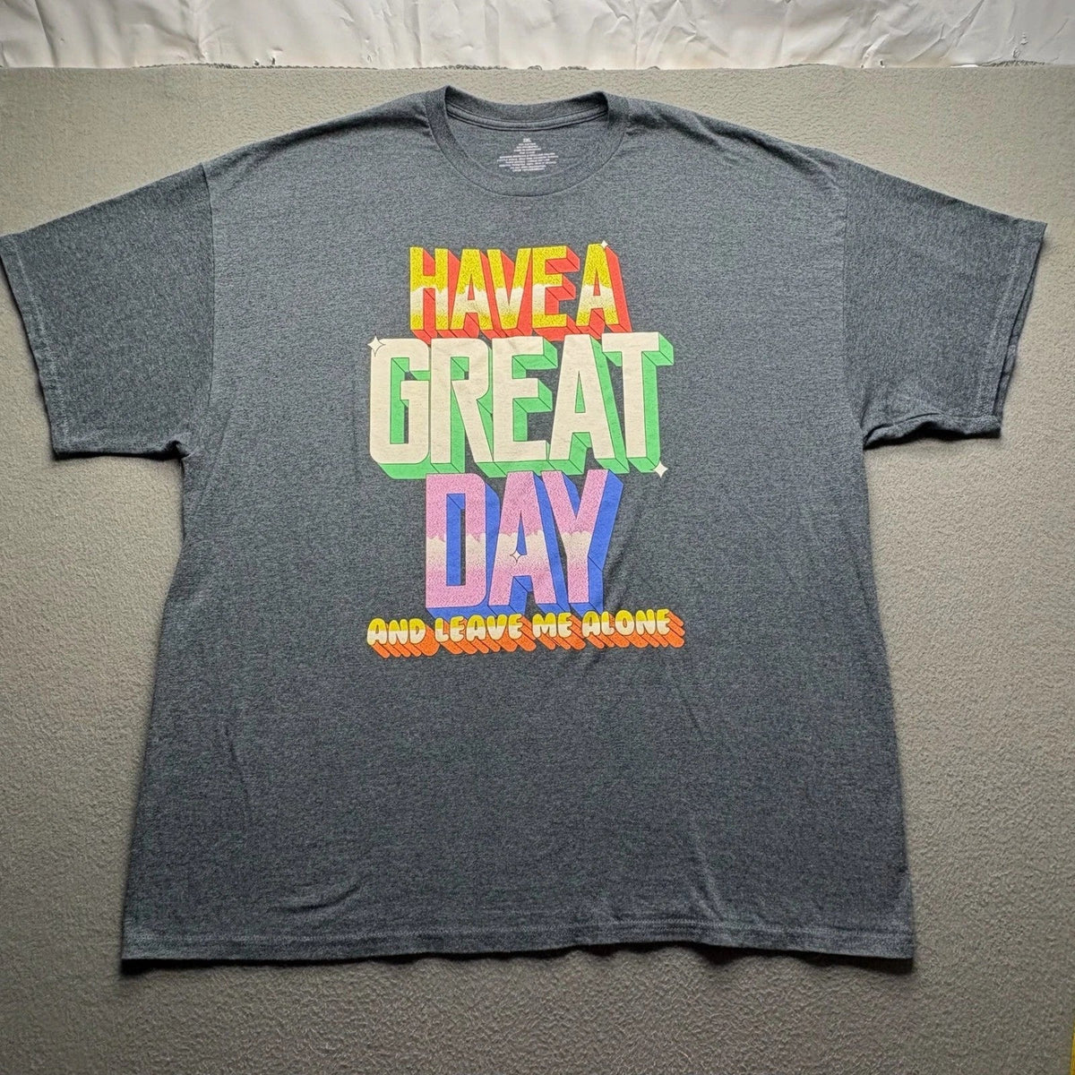 Big Men Cotton Blend 2XL Sarcastic Graphic Retro Humor Gray Unisex