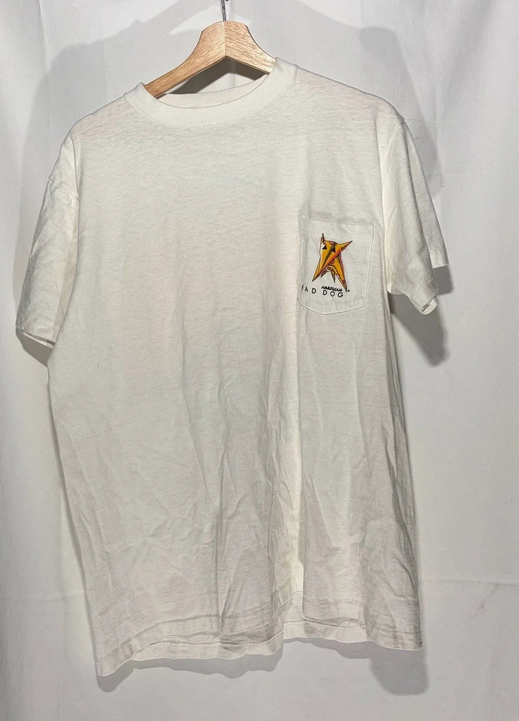 Vintage 90s American Bad Dog Graphic Pocket White Unisex