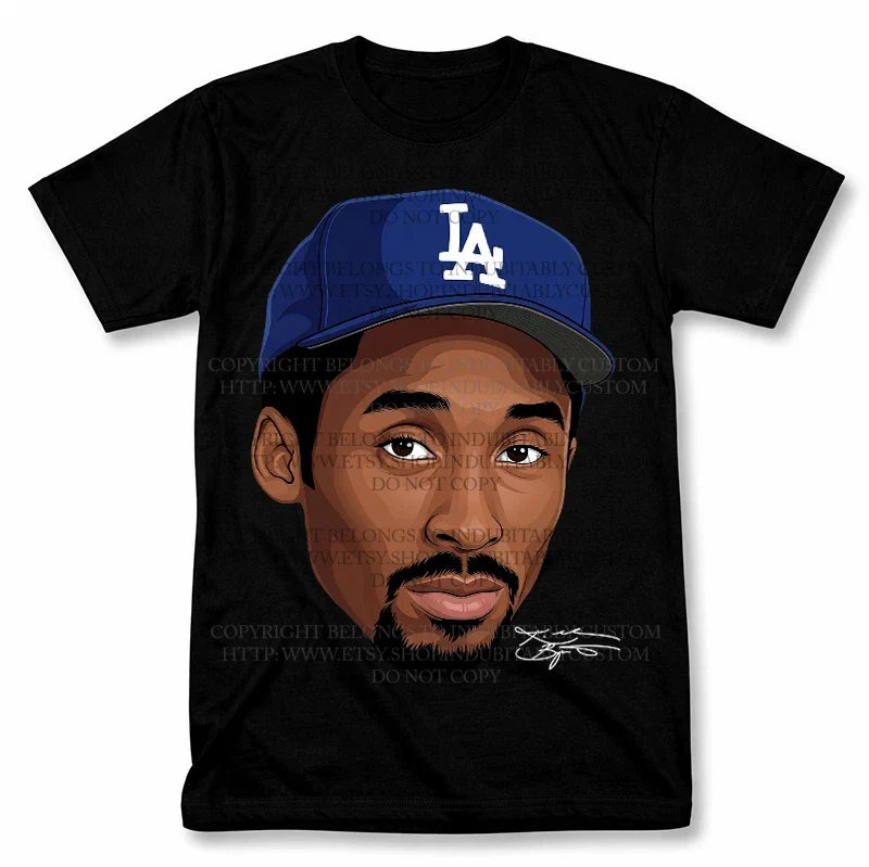 Kobe Bryant Dodgers Hat Graphic T Shirt Vintage Style Basketball Fan Tee Unisex
