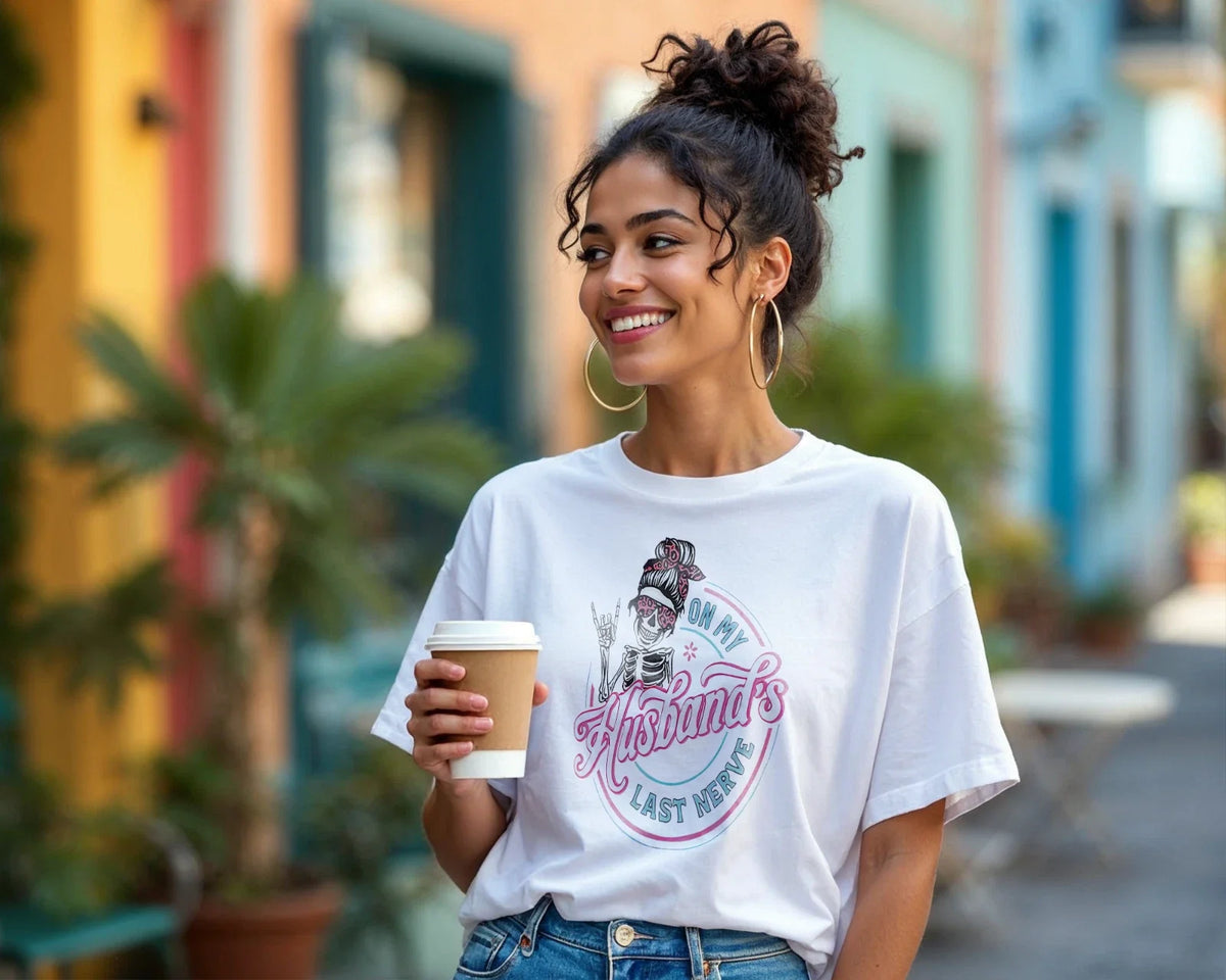 Funny Skeleton Wife – On My Husband’s Last Nerve Graphic Tee A219 Unisex