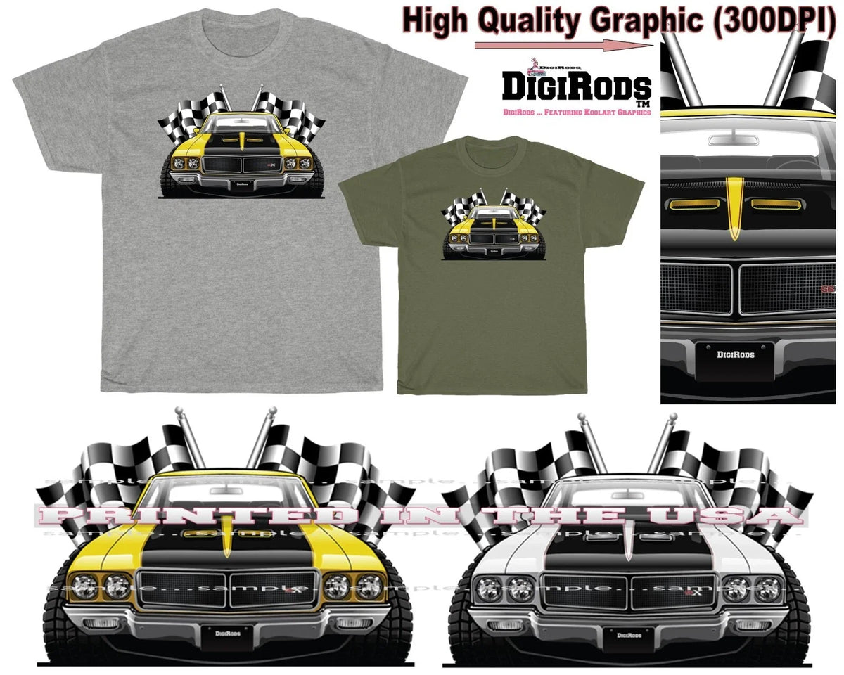 Buick GSX Classic Muscle Model Racing Flags DigiRods Cartoon Car T Shirt Unisex