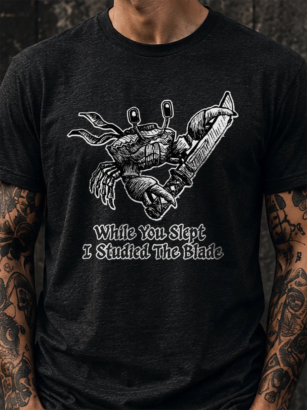 Studied The Blade Crab Graphic Tee, Samurai Meme Shirt, Anime Nerd Humor Unisex