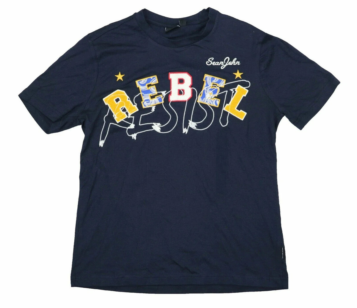 Sean John Rebel Collection Patchwork Graphic Crew Neck Short Sleeve NWT Unisex