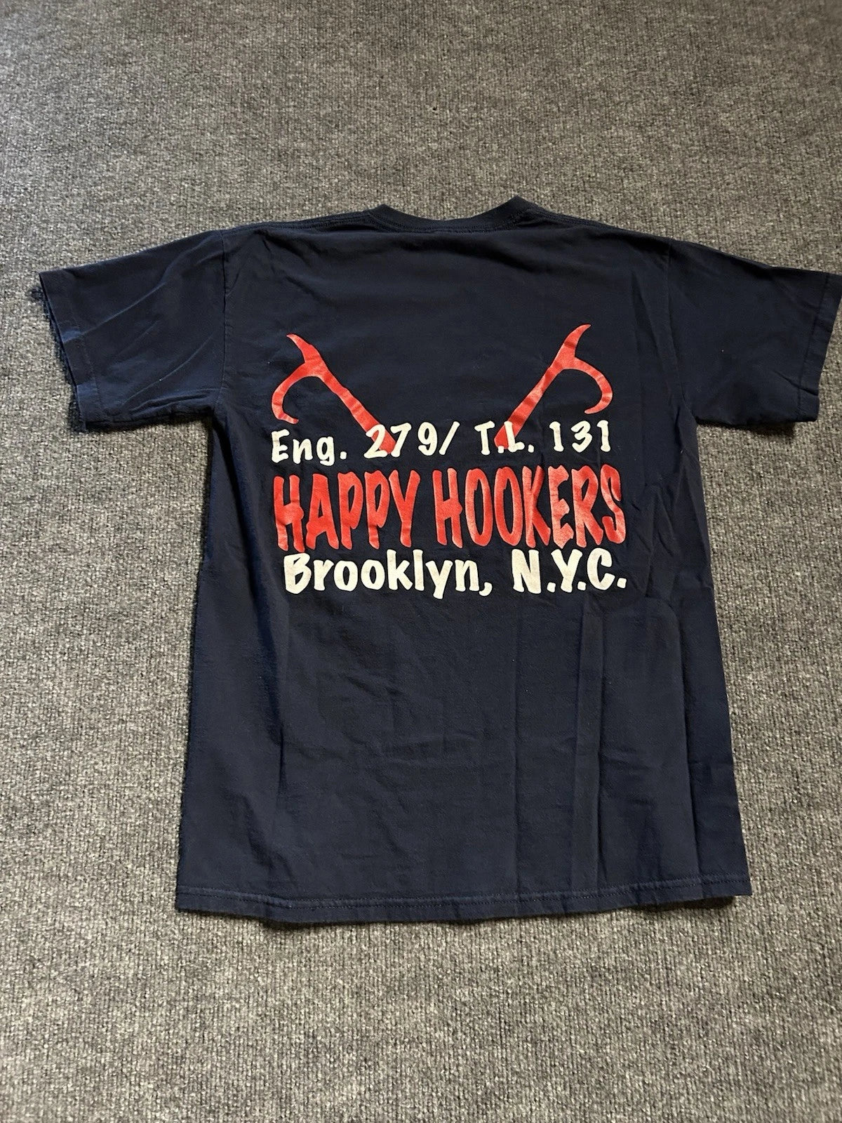 Vintage NYC Fire Department Happy Hookers Red Hoko Brooklyn T Medium