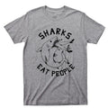 Sharks Eat People T Shirt Funny Jaws Teeth Fin Attack Ocean Swimming Tattoo Tee Unisex