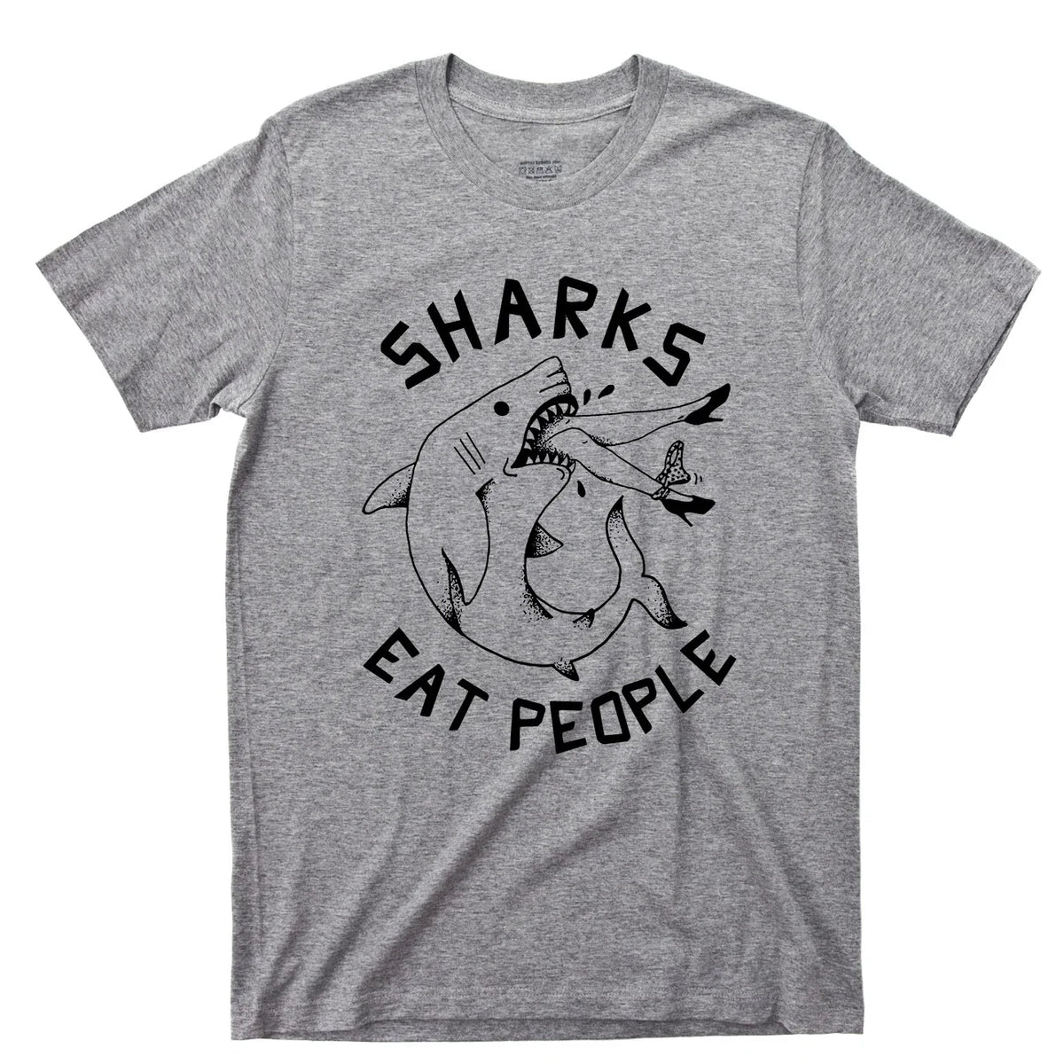 Sharks Eat People T Shirt Funny Jaws Teeth Fin Attack Ocean Swimming Tattoo Tee Unisex