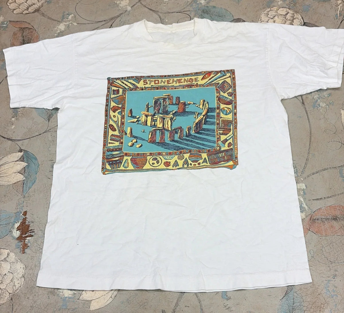 Vintage Stonehenge Graphic White Artistic Souvenir Tee size medium Unisex