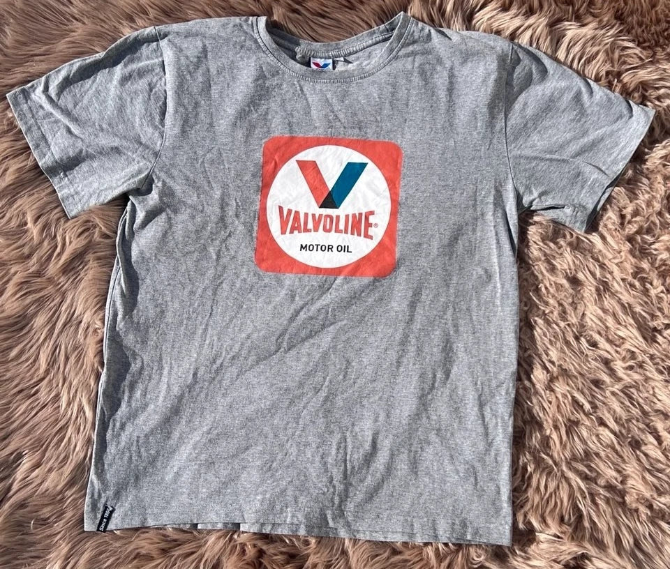 Valvoline Motor Oil T Shirt Gray Cotton Men Vintage Gas Auto Promo Graphic Unisex