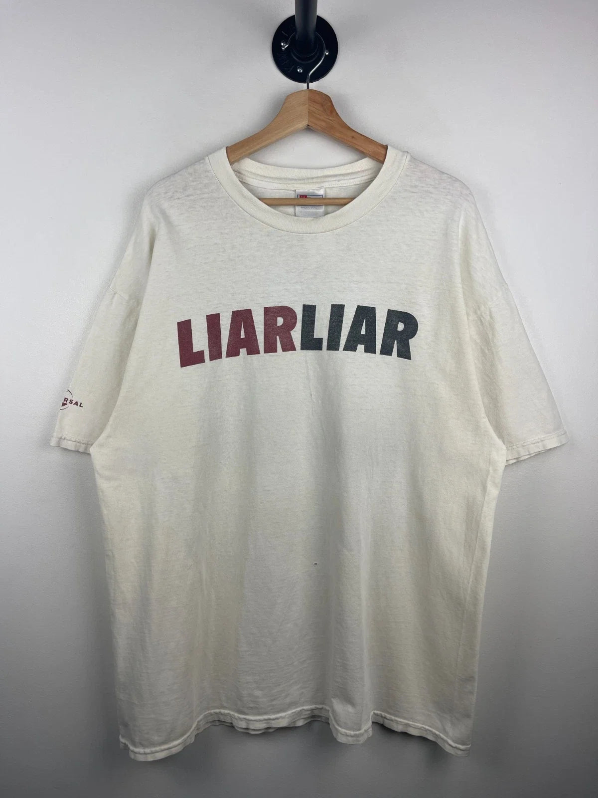 Vintage 90s Liar Liar Jim Carey Universal Studios Movie Promo White Tee Size XL Unisex