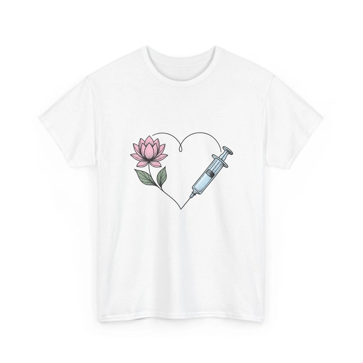 Hypodermic Flower Heart Shirt Nurse Therapy Gift Women Old School Tee Syringe