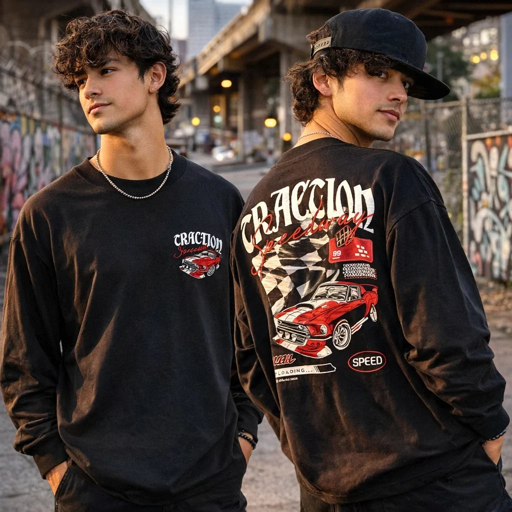 GSTR Racing Traction Speedway Mustang Mens LARGE Black Oversized Unisex