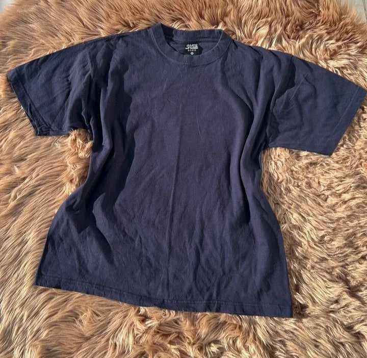 Vintage JC Tees Blank Navy Blue T Shirt XL Thick Collar Heavyweight Cotton USA Unisex