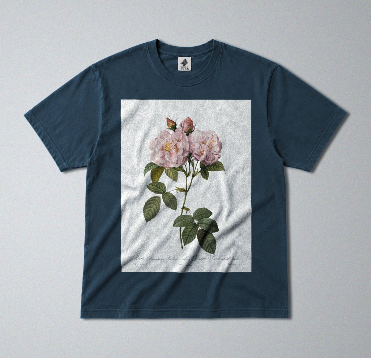 100% Cotton Tee - Regular Fit - Unisex - Pink Roses - Minimalist Botanical Print Unisex