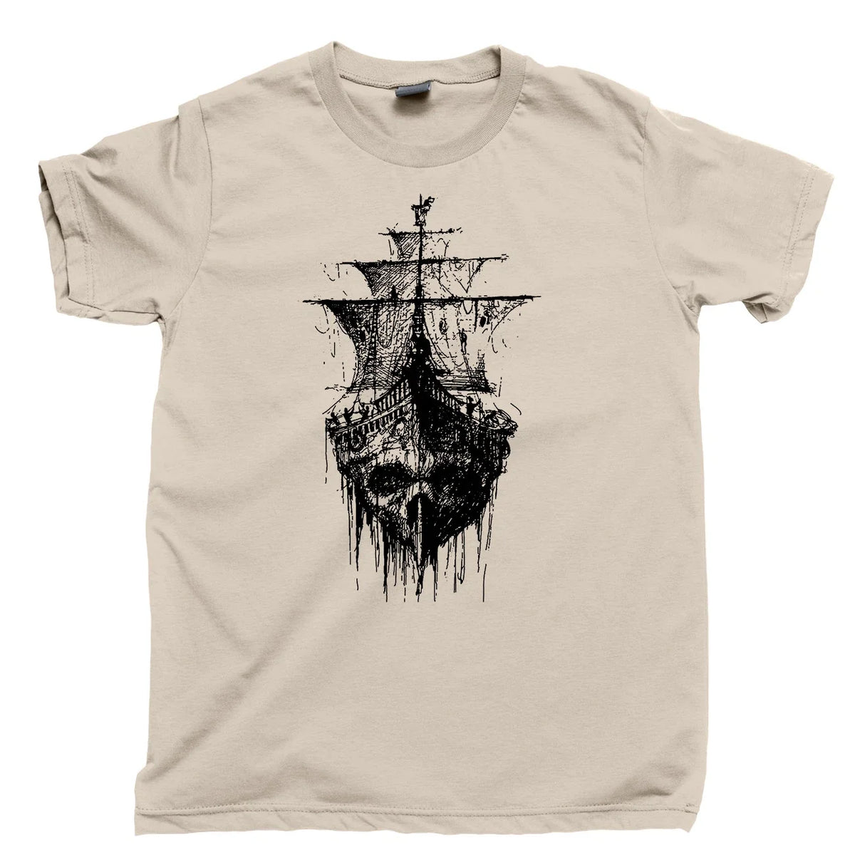 Pirate Ghost Ship T Shirt Jolly Roger Skull Crossbones Scallywag Blackbeard Tee Unisex