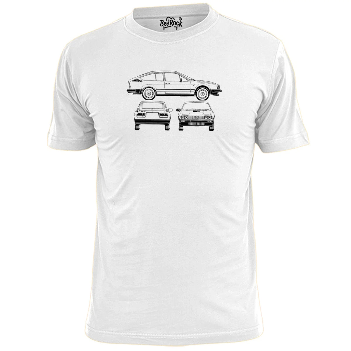 Mens Alfa Romeo GTV6 Vintage Car Blueprint T Shirt Retro Unisex