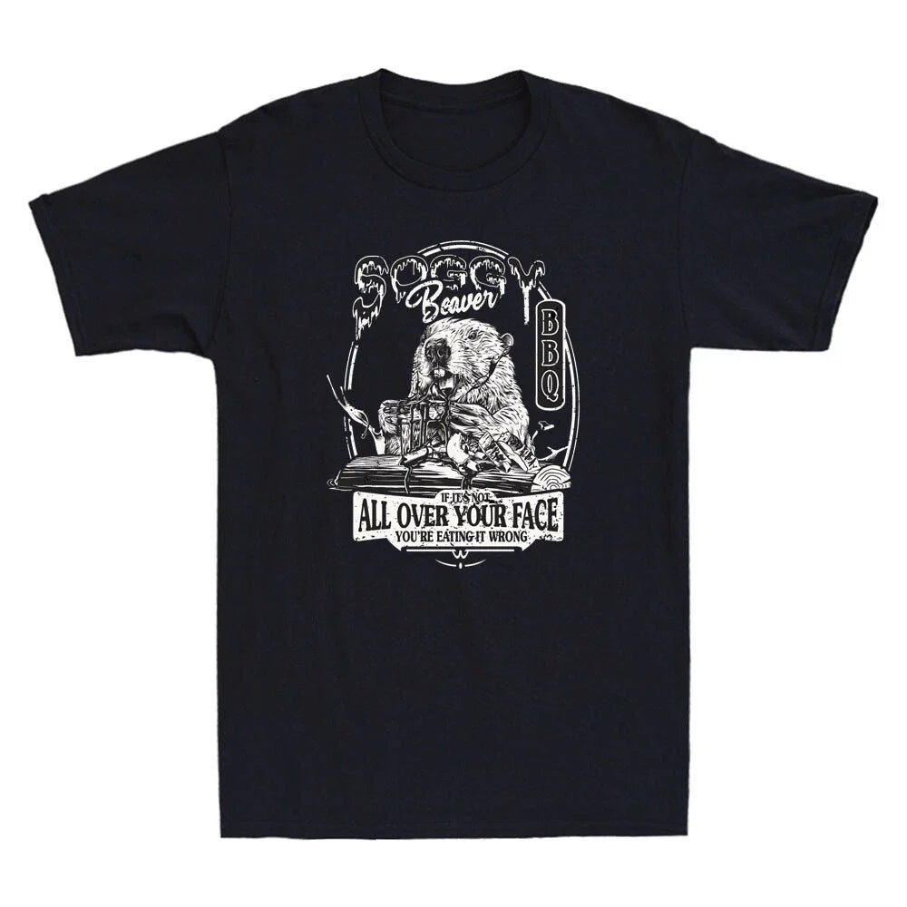 Soggy Beaver BBQ If It's Not All Over Your Face Funny Joke Vintage Men's Unisex
