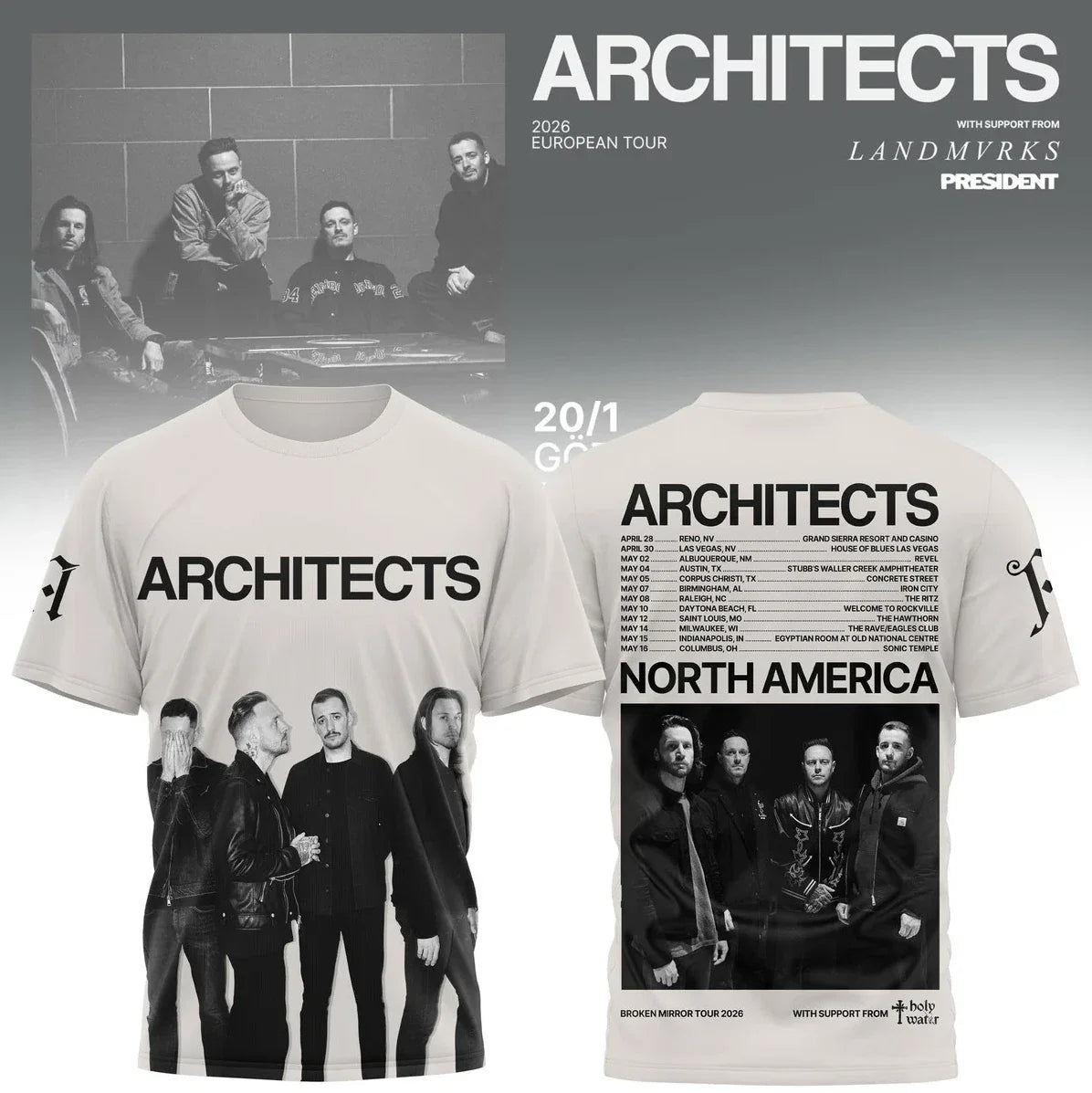 Architects Broken Mirror Tour 2026 North America AOP 3D Unisex