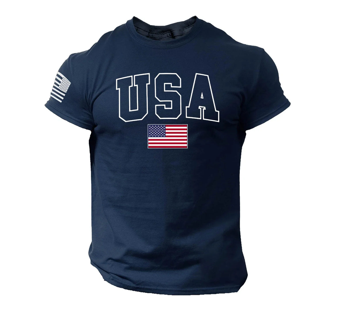 USA Flag Navy Blue - Patriotic American College Style Tee Unisex