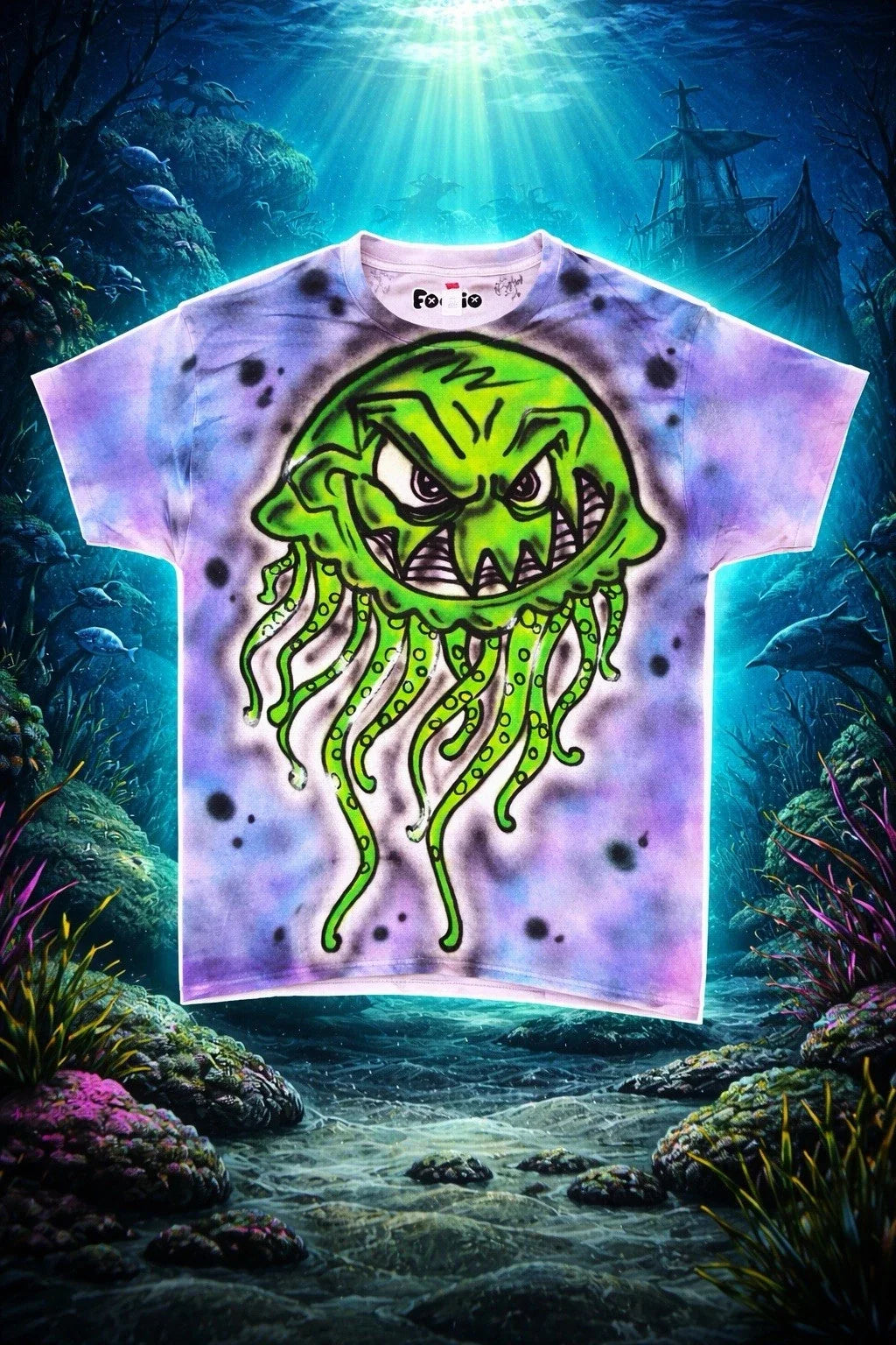 Mean green Jellyfish Custom Airbrushed Shirt By @myvintagelife1904, AKA: Foolio Unisex
