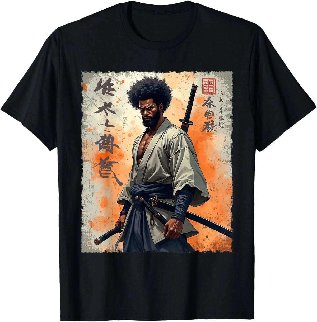 Vintage African Samurai Afro American Bushido Warrior Katana Unisex