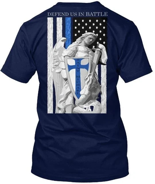 St. Michael Thin Blue Line Tee Made in the USA Size S to 5XL Unisex