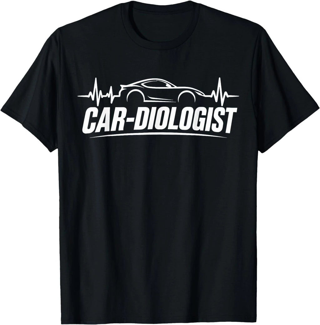 Car-Diologist Funny Car Lover Automotive Mechanic Heartbeat T-Shirt