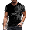 Men Fashion Graphic Black Tribal Hawk Eagle Casual Tee Short Sleeve Soft Unisex