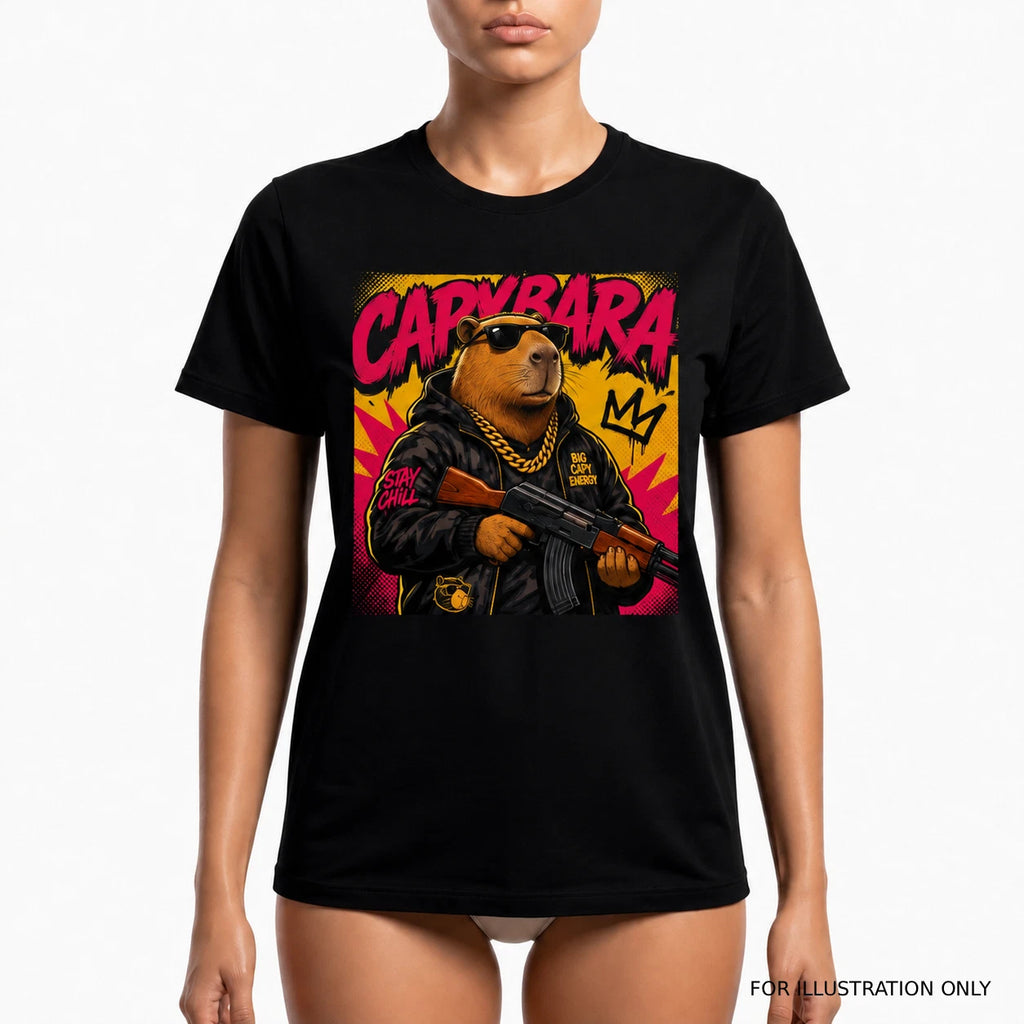 FUNNY Capybara Thick Bling Gangster Unisex T-Shirt Street Patrol FAST SHIP USA