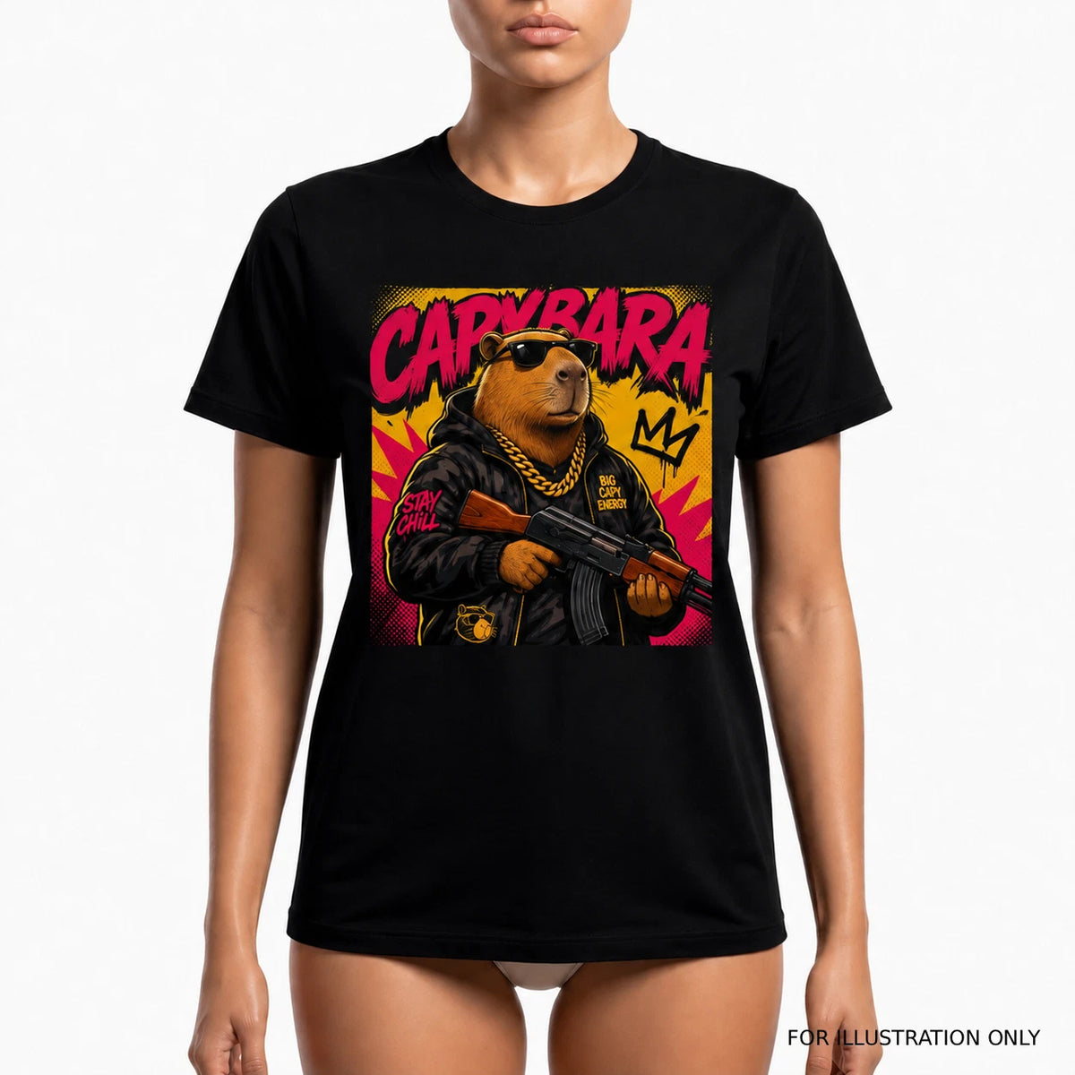 FUNNY Capybara Thick Bling Gangster Unisex T-Shirt Street Patrol FAST SHIP USA
