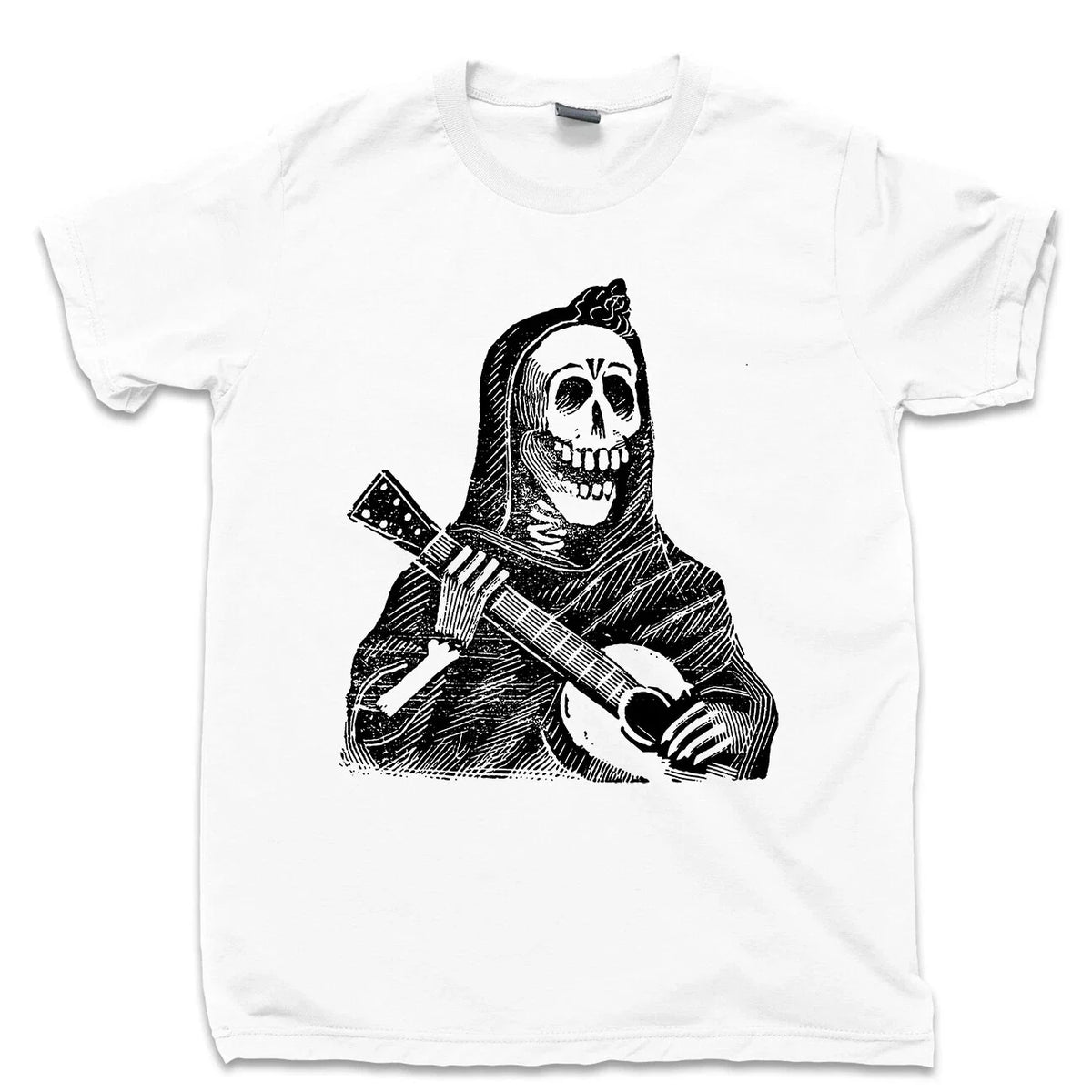 Skeleton Playing Guitar T Shirt Mexican Calavera Skull Cinco De Mayo Fiesta Tee Unisex
