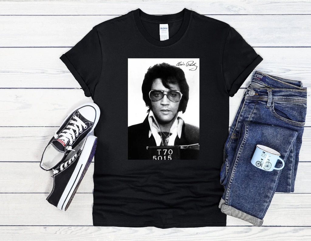 Elvis Presley Mugshot Rock N Roll Men Women Unisex T Shirt Baseball 2629 Unisex