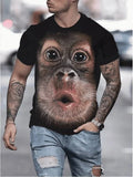 Monkey Face 3D Gorilla Orangutan Cosplay Short-Sleeve Shirt Funny Summer Unisex