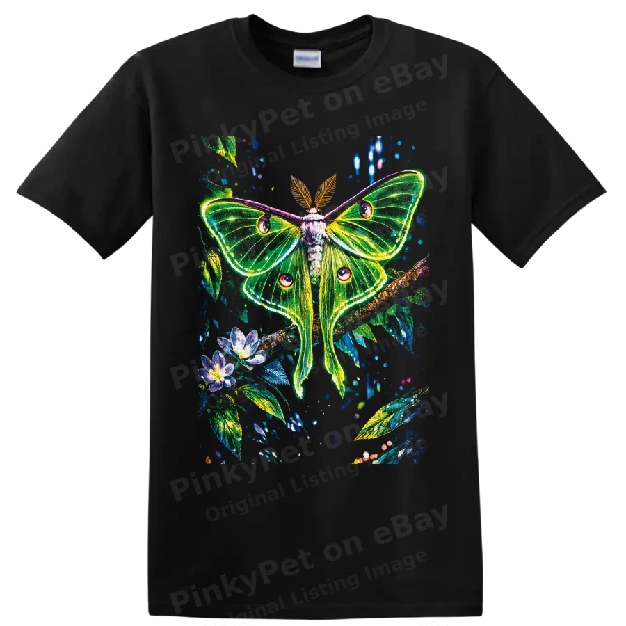 Luna Moth T Shirt Neon Green Botanical Fantasy Insect Nature Graphic Tee