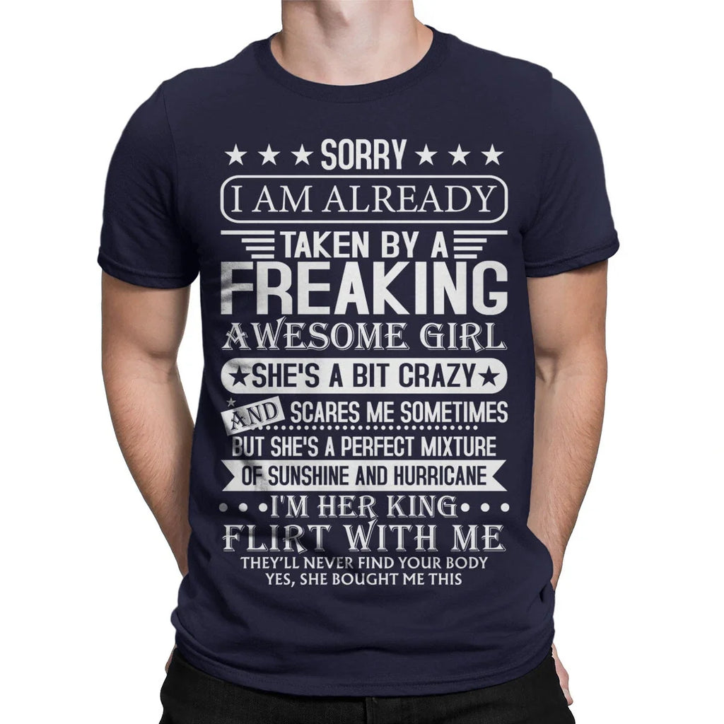 Funny Graphic Men Im Taken By A Freaking Awesome Girl Retro Vintage#T490 Unisex