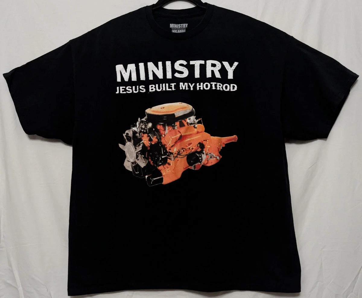 Ministry Jesus Built My Hotrod 2XL Black Band Tee Shirt 24.5" W X 29.5" L Unisex