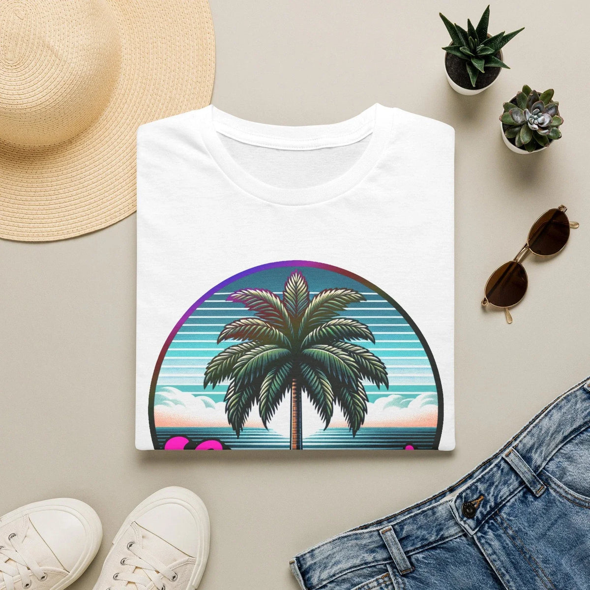 Retro Palm Tree Summer Vibes | Tropical Sunset Tee Unisex