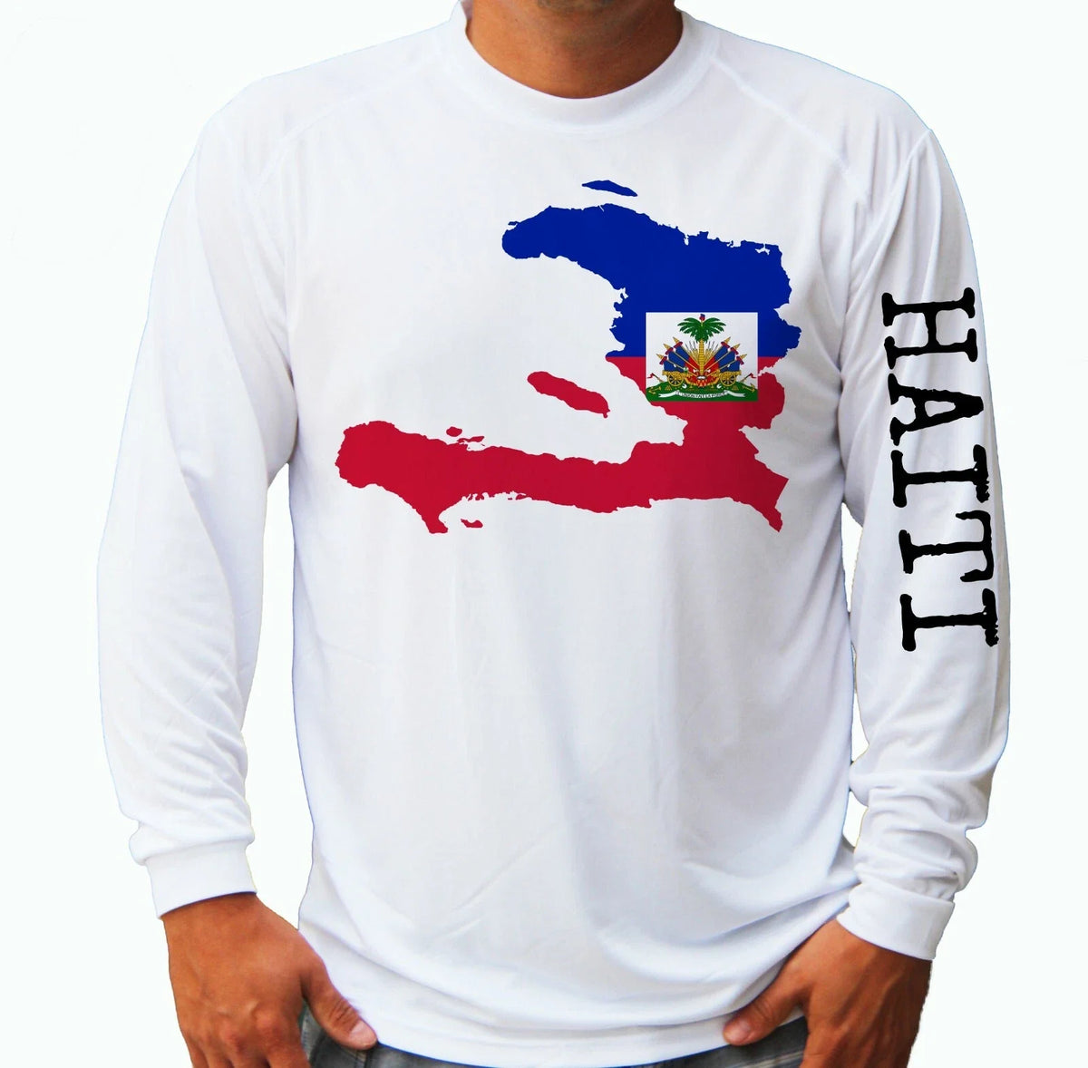 Haitian Flag Haiti Fishing Boat Sport Long Sleeve UPF 30 UV Protection Unisex