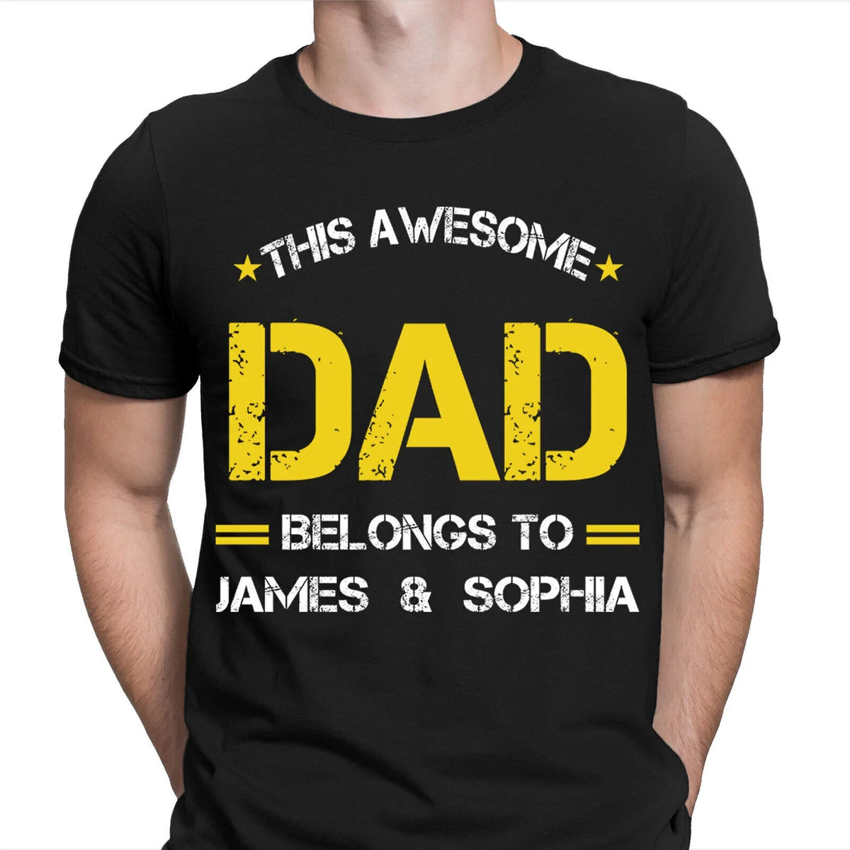 This Awesome Dad Belongs To Personalised Fathers Day T Shirt Birthday Gift #FD Unisex