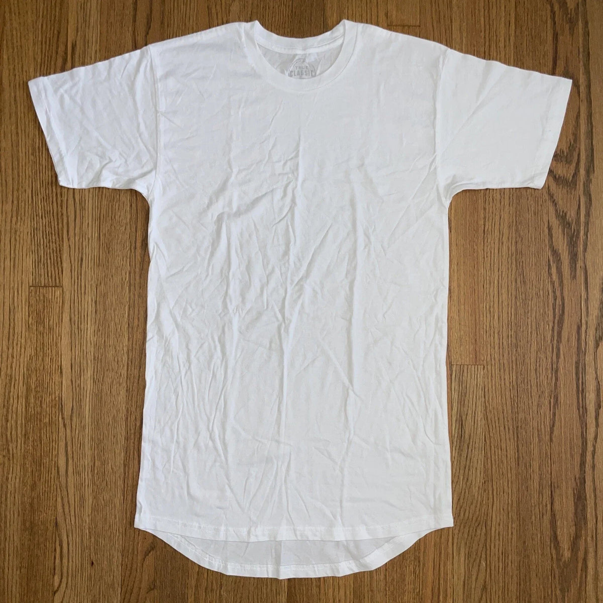 True Classic Classics Crew Neck LONG BODY Tall Tee T Shirt WHITE Men's SMALL S Unisex
