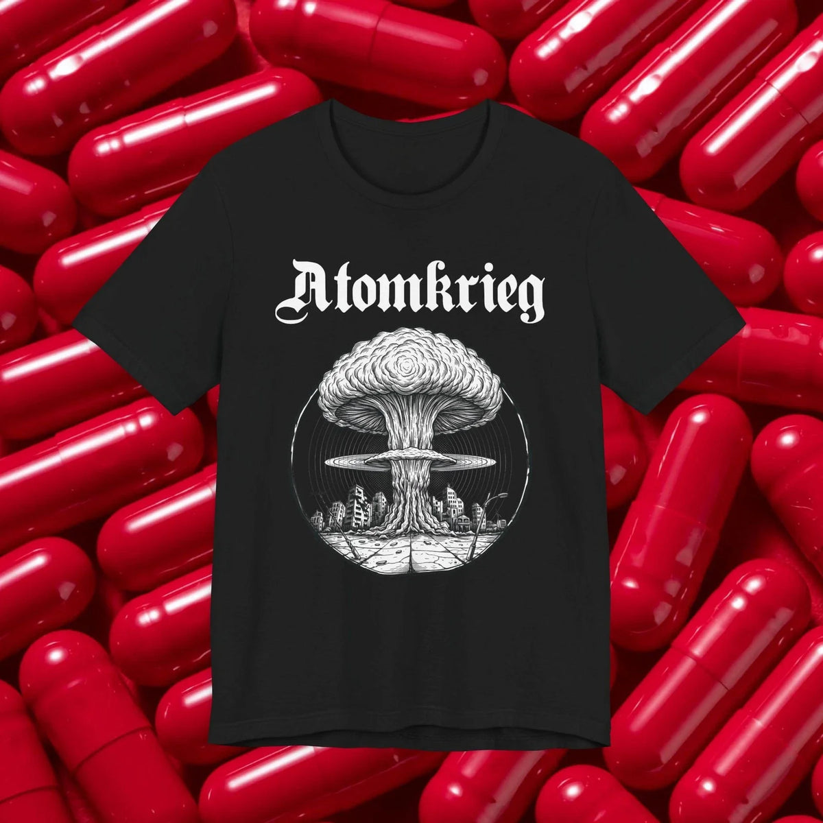 Atomkrieg mushroom cloud , Nuclear explosion illustration, Vintage war Unisex