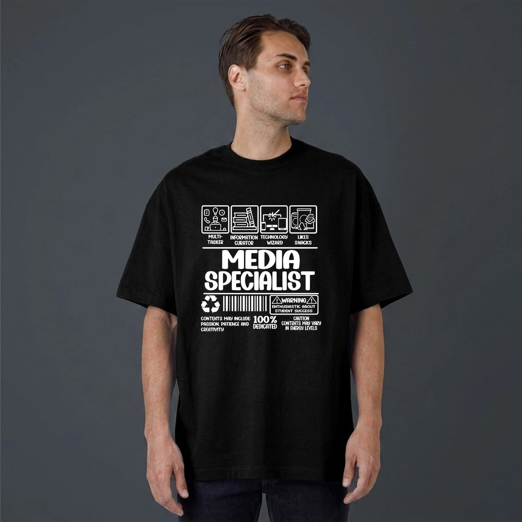 Media Specialist T-Shirt School Librarian Graphic Tee Digital Literacy Mens XL