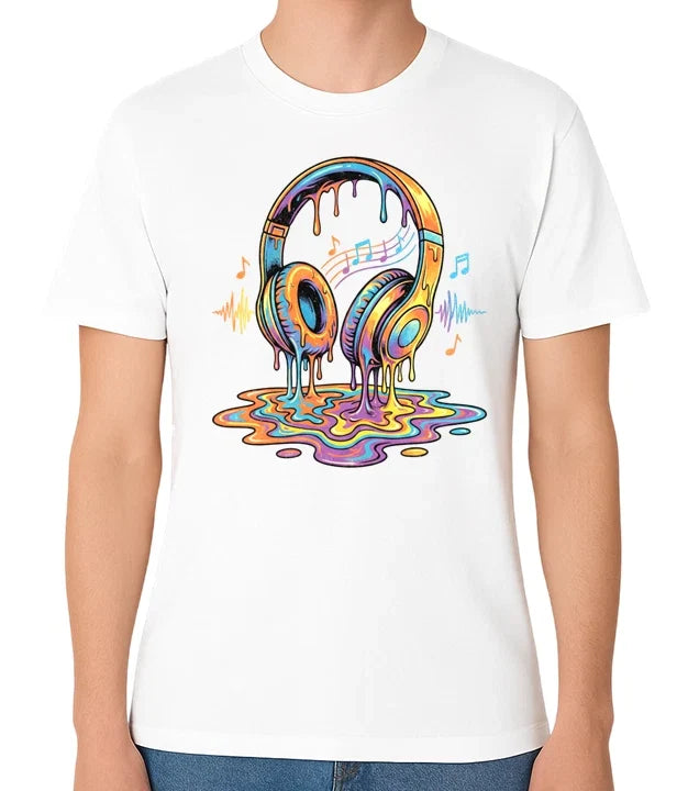 Colourful Melting Headphones Music DJ Festival Graphic Unisex Tee Unisex
