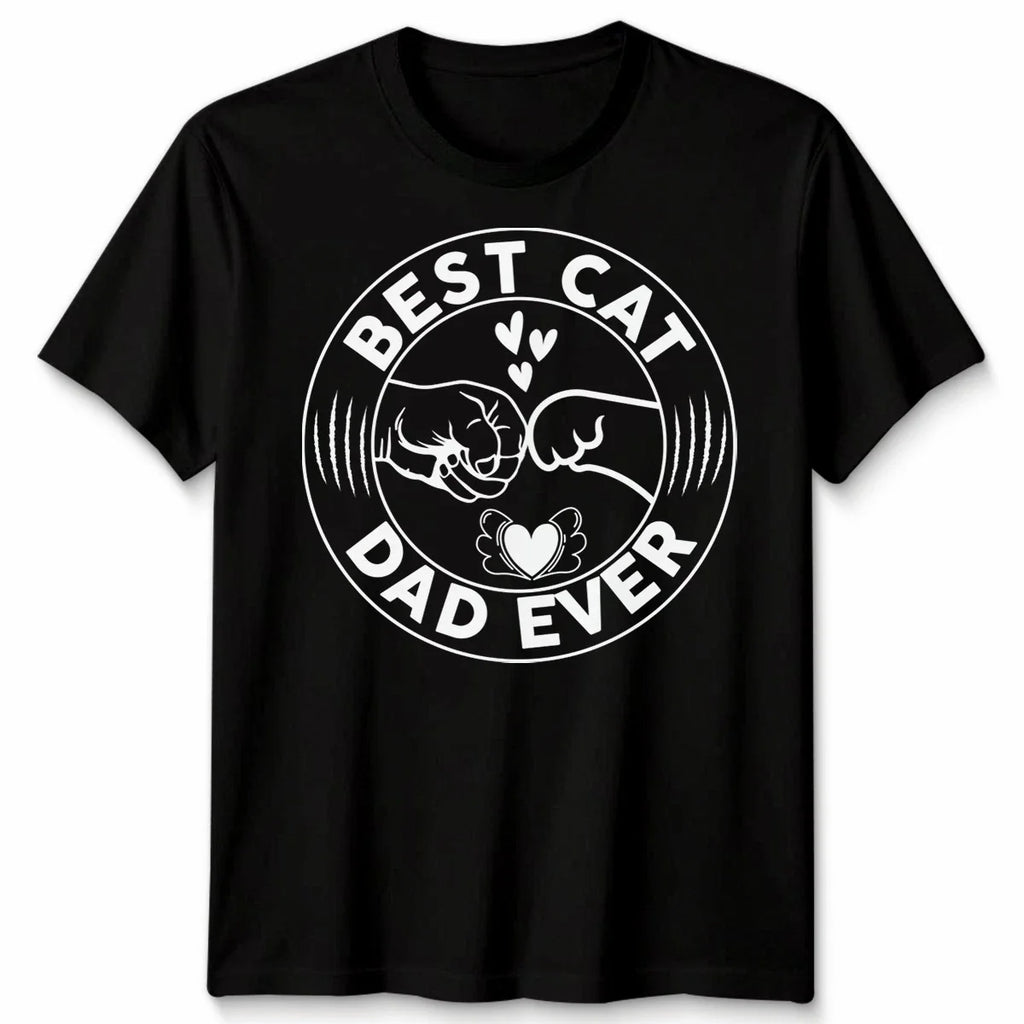 Best Cat Dad Ever Mens T Shirt Cat Paw Fist Bump Graphic Tee Unisex