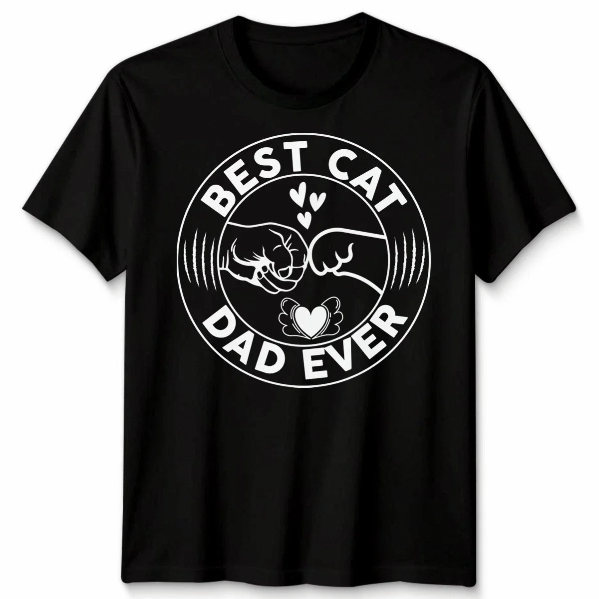 Best Cat Dad Ever Mens T Shirt Cat Paw Fist Bump Graphic Tee Unisex
