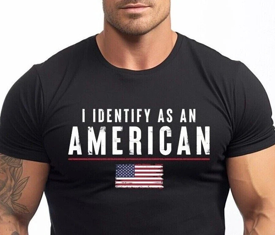 New I Identify As An American USA Flag Patriotic For Men Unisex