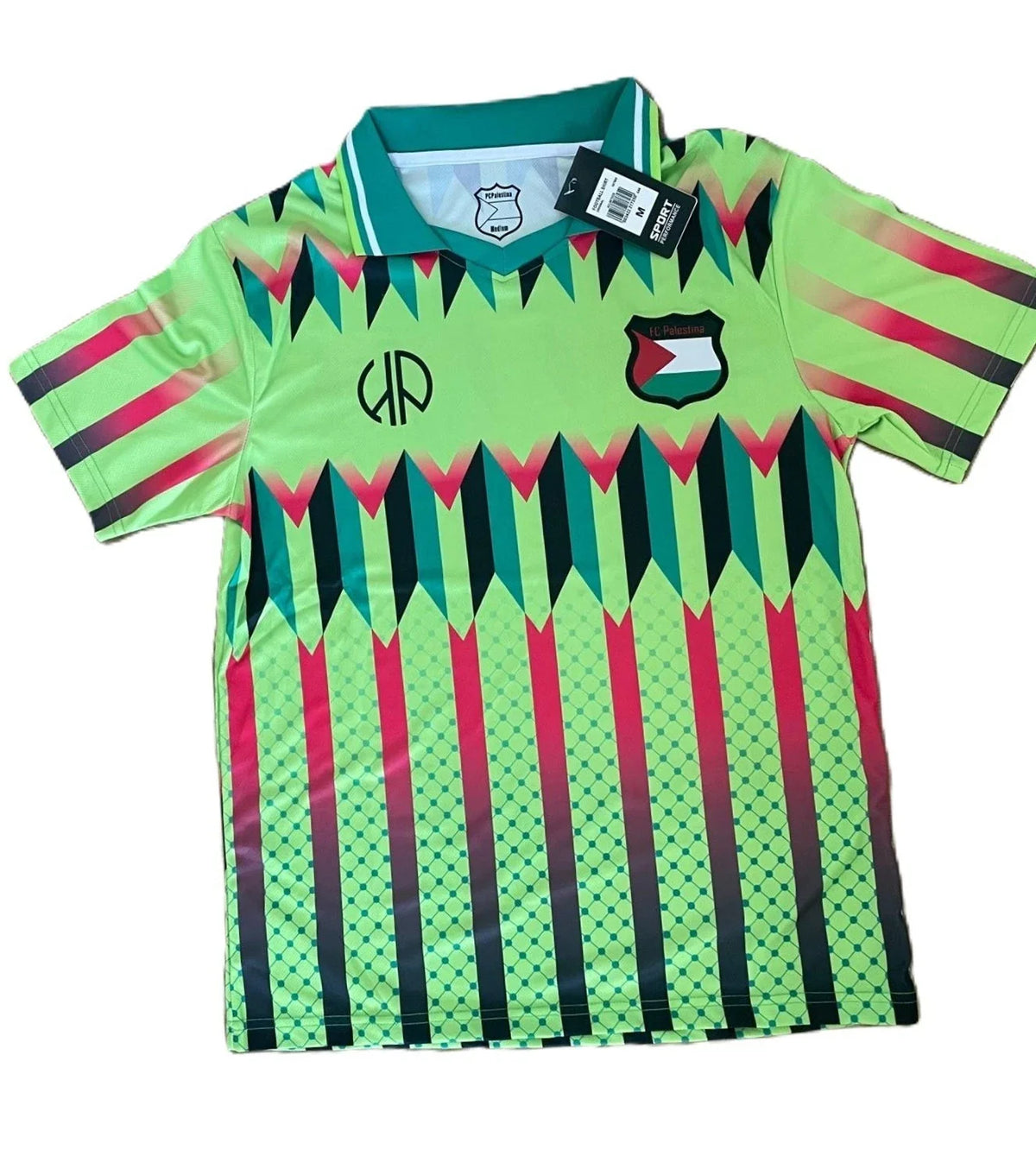 Palestine Football Shirt Green Multi Colour Size M Graphic Soccer Jersey Unisex