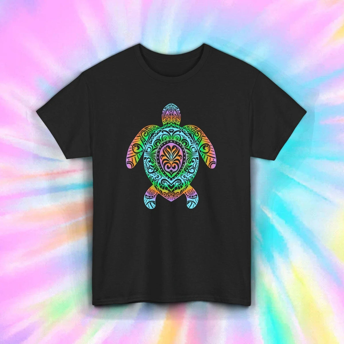 Colorful Turtle Mandala Shirt Tribal Sea Animal Hippie Beach Art Tee S-5XL Unisex